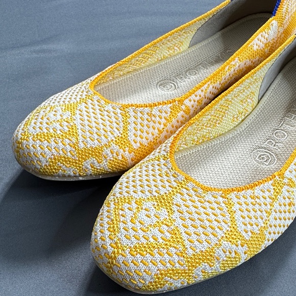 Rothy’s The Daisy Yellow & White Floral Square Toe Flats - Size 7.5 - Picture 7 of 12